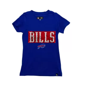 Youth Girls New Era Bills Royal Reversible Sequins Short Sleeve Shirt